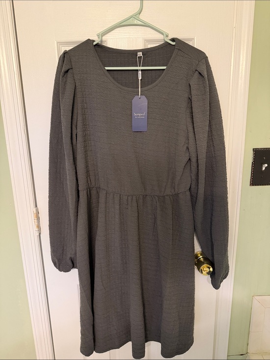Soprano Dresses & Skirts - Soprano Charcoal Gray Long Sleeve Textured Dress